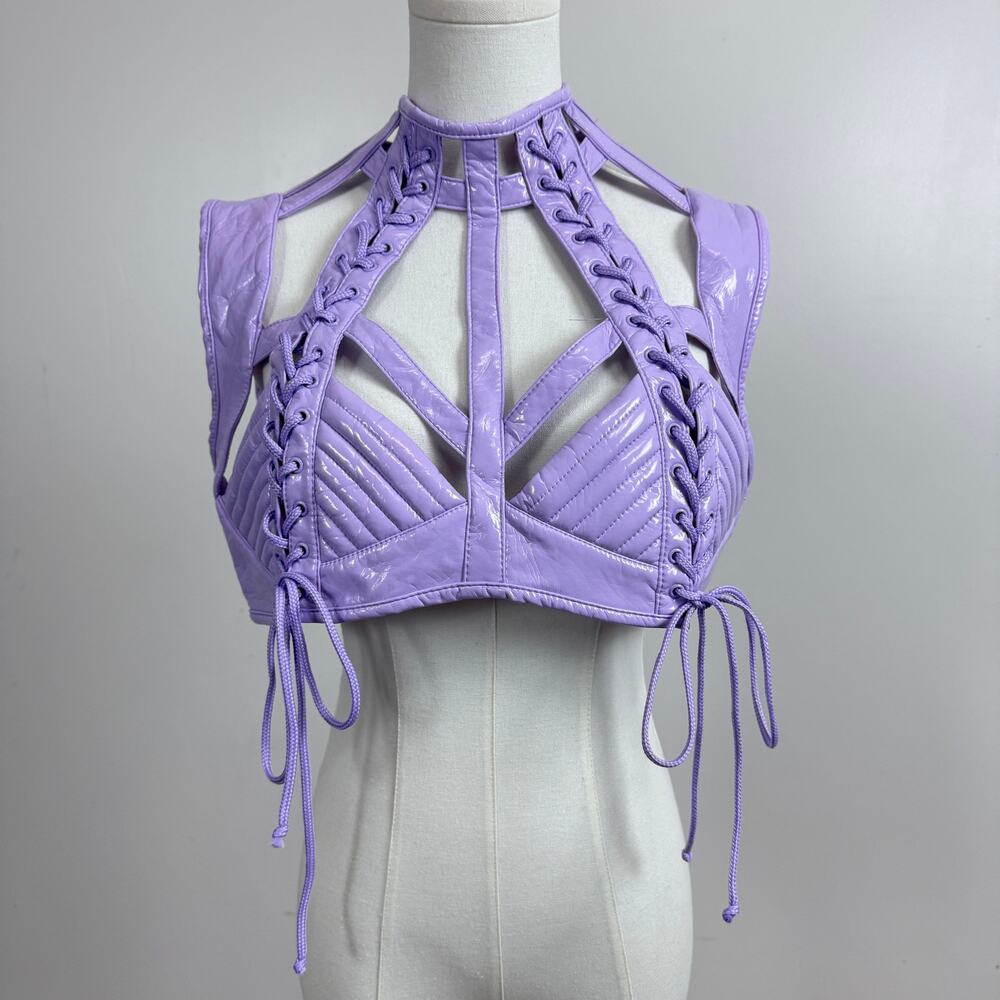 Dolls kill RUDE AWAKENING HARNESS BRA TOP Lavender Size XXL Club Exx